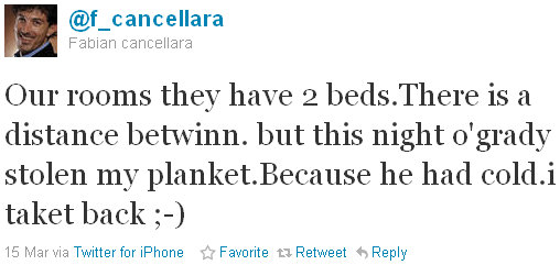Fabian Cancellara - tweet of the week Fabian Cancellara - tweet of the week