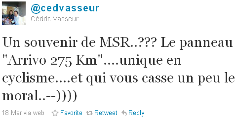 Cédric Vasseur - tweet of the week Cédric Vasseur - tweet of the week