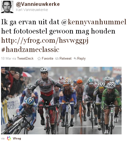 Karl Vannieuwkerke - tweet of the week Karl Vannieuwkerke - tweet of the week