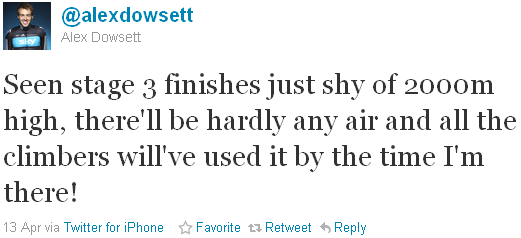 Alex Dowsett - tweet of the week Alex Dowsett - tweet of the week