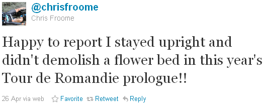 Chris Froome - tweet of the week Chris Froome - tweet of the week