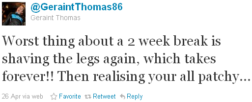 Geraint Thomas - tweet of the week Geraint Thomas - tweet of the week