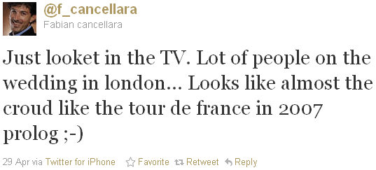 Fabian Cancellara - tweet of the week Fabian Cancellara - tweet of the week