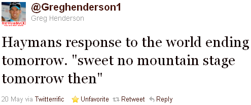 Greg Henderson - tweet of the week Greg Henderson - tweet of the week