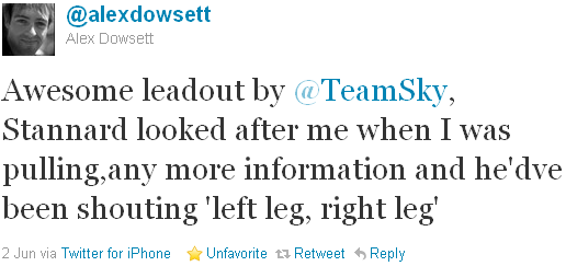 Alex Dowsett - tweet of the week