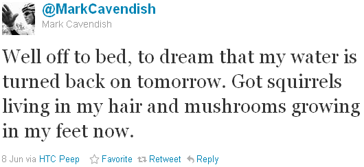 Mark Cavendish - tweet of the week Mark Cavendish - tweet of the week