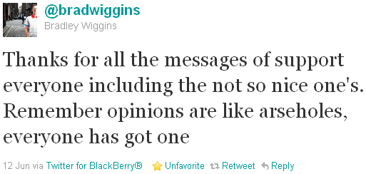 Bradley Wiggins - tweet of the week