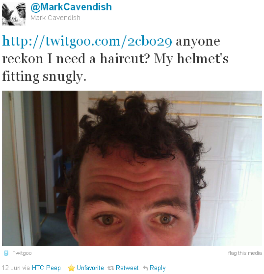Mark Cavendish - tweet of the week Mark Cavendish - tweet of the week