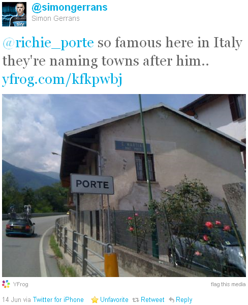 Simon Gerrans - tweet of the week Simon Gerrans - tweet of the week
