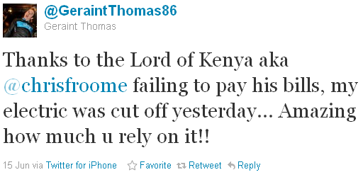 Geraint Thomas - tweet of the week Geraint Thomas - tweet of the week