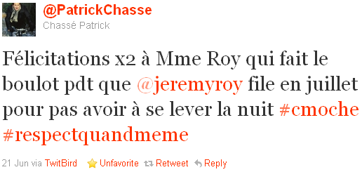 Patrick Chassé - tweet of the week Patrick Chassé - tweet of the week