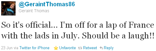Geraint Thomas - tweet of the week Geraint Thomas - tweet of the week