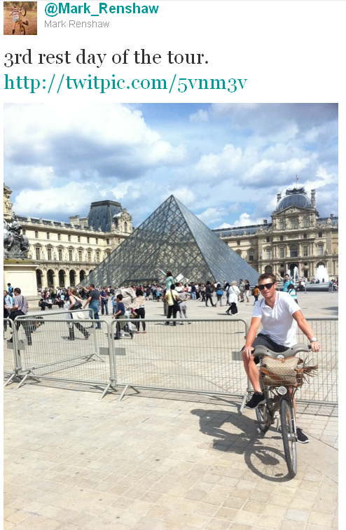 Mark Renshaw - tweet of the week Mark Renshaw - tweet of the week