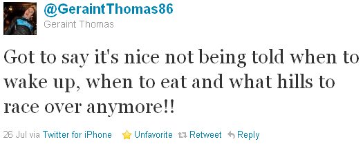 Geraint Thomas - tweet of the week Geraint Thomas - tweet of the week