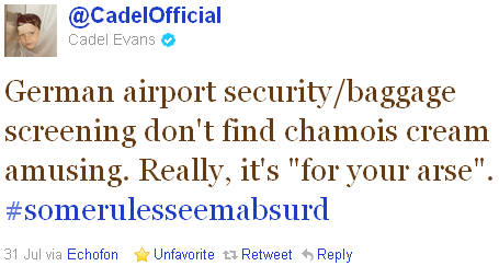 Cadel Evans - tweet of the week Cadel Evans - tweet of the week