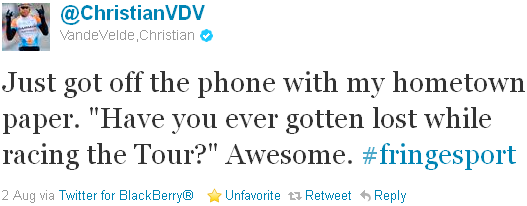 Christian Vandevelde - tweet of the week Christian Vandevelde - tweet of the week