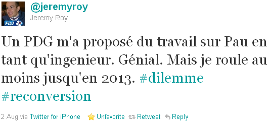 Jérémy Roy - tweet of the week