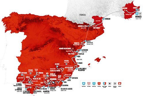 La carte du Tour d'Espagne 2026