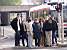 Bernard, Anne-Cécile, Marie-Laure, Stefan, Virginie, Marie-Laure, Virginie (cachée), Florent and Fabian wait until they can cross the road (220x)