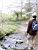 Cédric waiting at a river in Dartmoor National Park (135x)