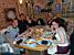 Eating 'Chez Clément': Krzysziek, Cédric, Isabelle, Aude and Anne-Cécile (234x)