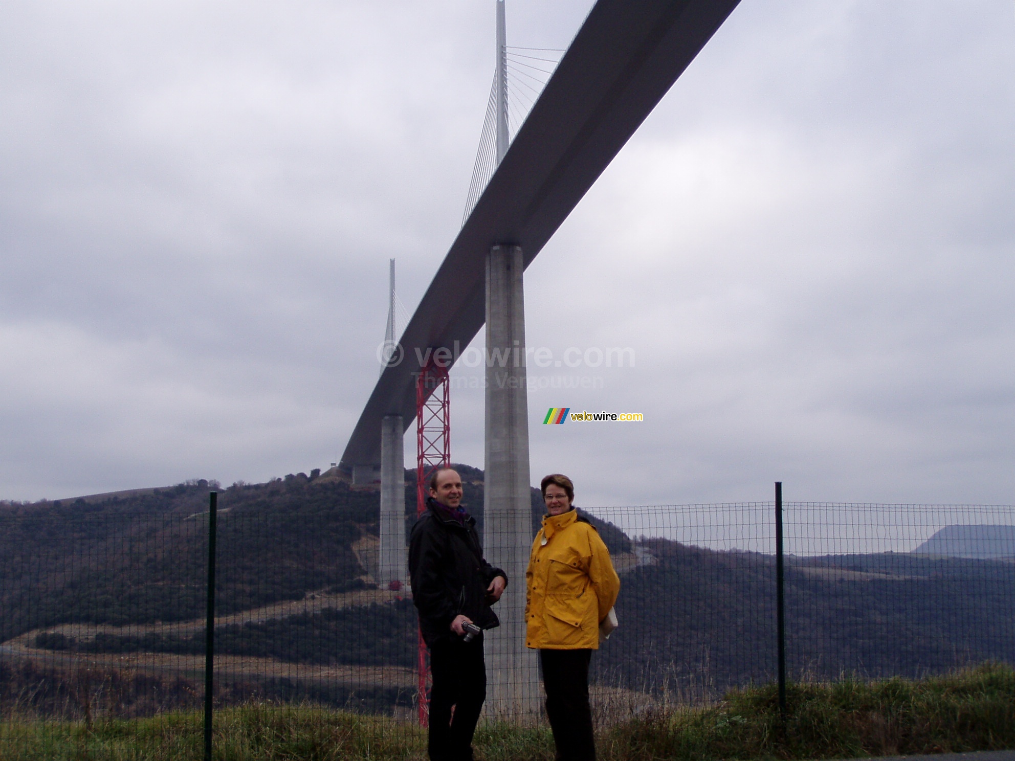 My parents next to the viaduct of Millau