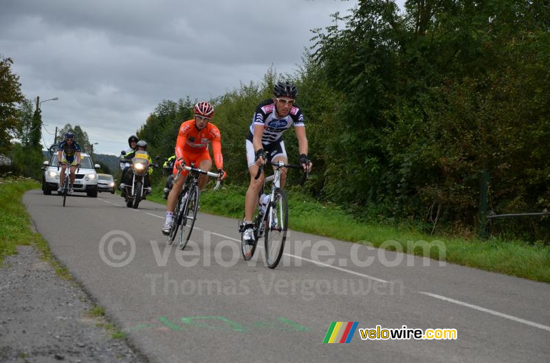 The breakaway: Arnoud van Groen, Julien Guay & Joost van Leijen