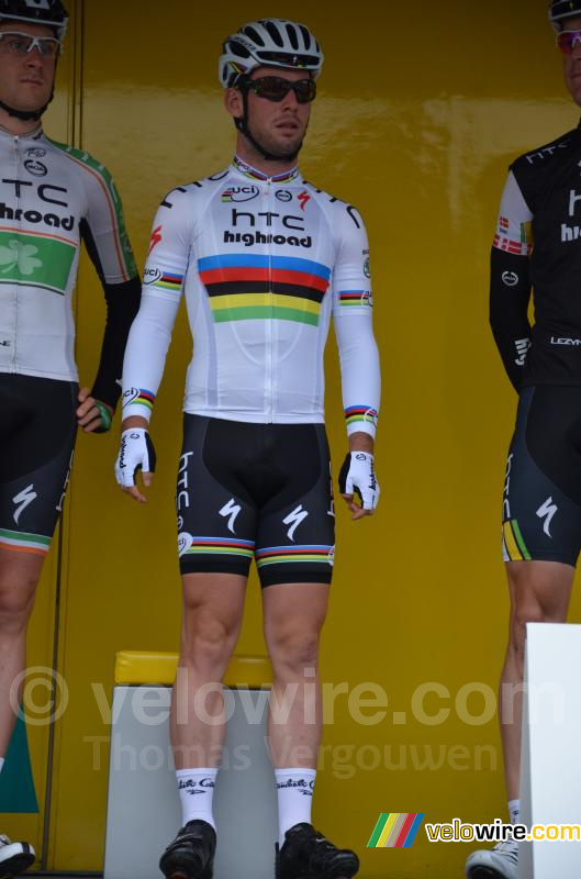 Mark Cavendish (HTC-Highroad), eenmalig in zwarte regenboogbroek