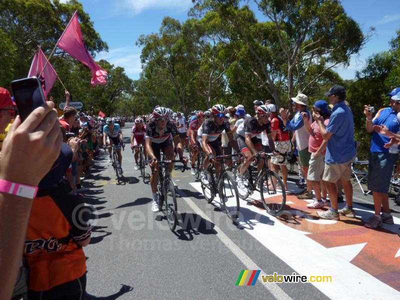 Radioshack-Nissan-Trek at the finish