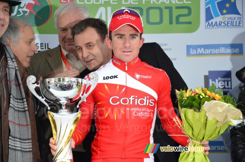 Samuel Dumoulin (Cofidis) op het podium (3)