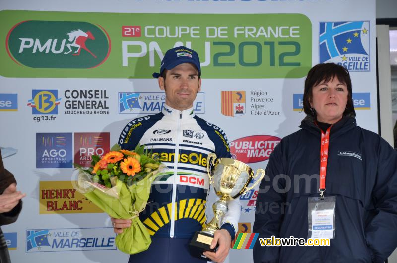 Marco Marcato (Vacansoleil) op het podium