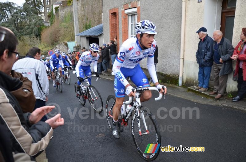 FDJ BigMat at the front of the peloton on top of the Côte de Bohardy