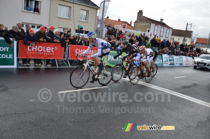 The breakaway at the first crossing of the finish line