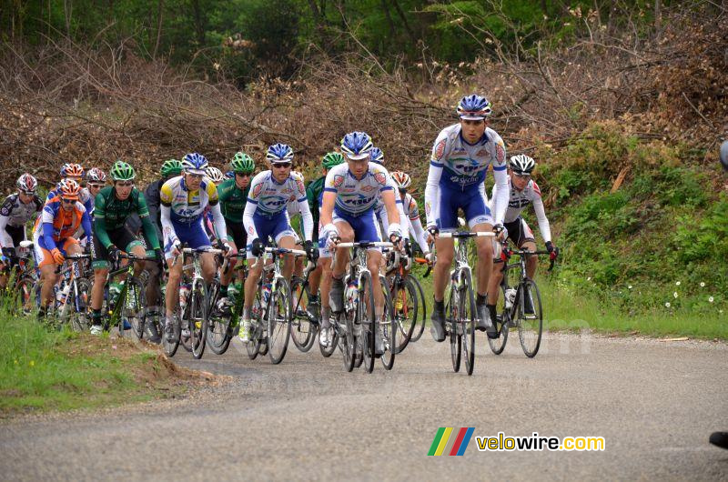 The Saur-Sojasun team leading the peloton