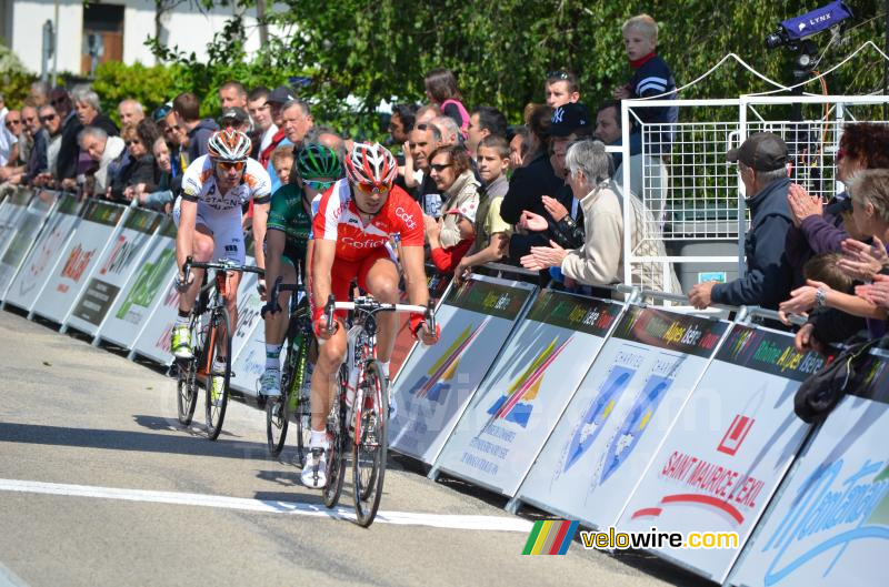 The breakaway at the first crossing of the finish line