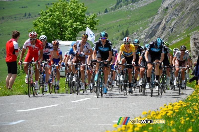 The peloton on the Col de la Colombière