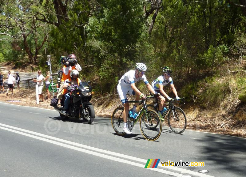 Will Clarke (Argos-Shimano) & Simon Clarke (Orica) op het circuit rondom Stirling