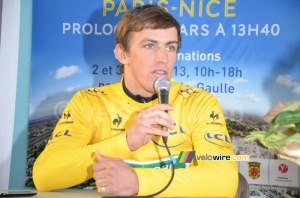 Damien Gaudin (Europcar) wearing the yellow jersey (2) (410x)