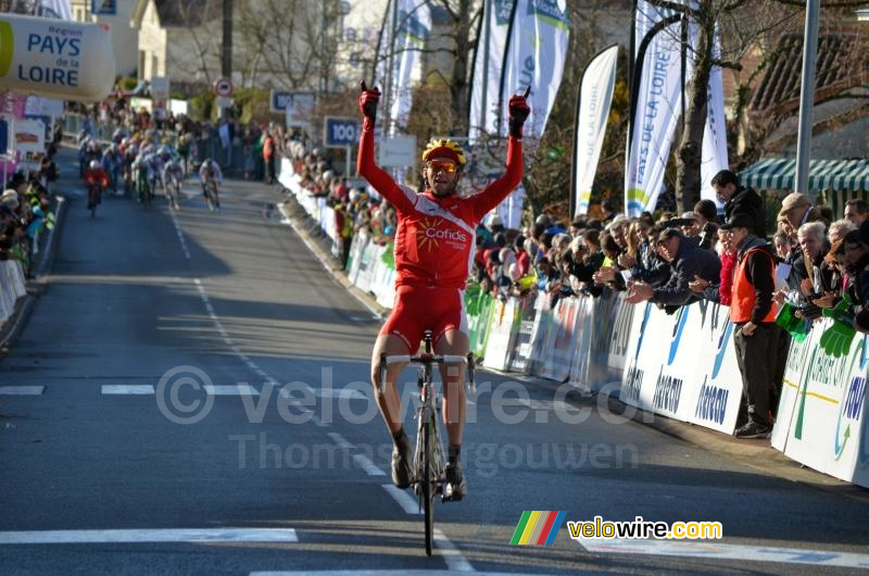 Edwig Cammaerts (Cofidis) bij de aankomst