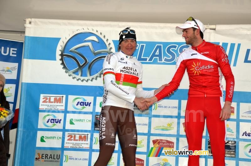 Yauheni Hutarovich (AG2R La Mondiale) congratulates Edwig Cammaerts