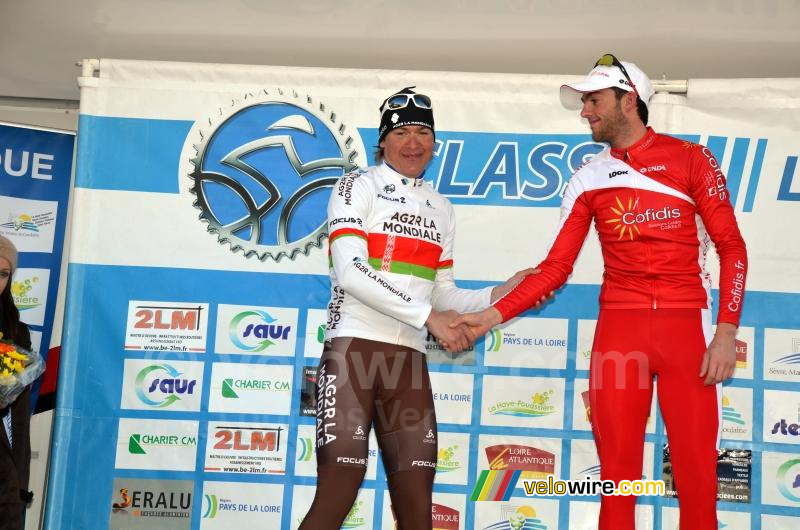 Yauheni Hutarovich (AG2R La Mondiale) congratulates Edwig Cammaerts