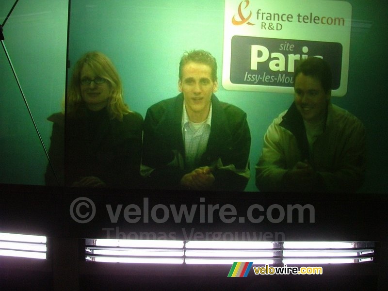 The telepresence wall: Aude, Thomas & Stefan