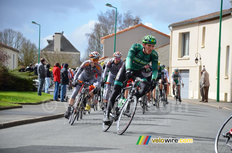 Damien Gaudin (Europcar) vooraan in het peloton