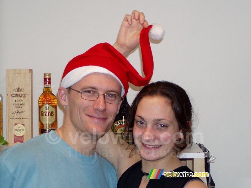 Florent & Marie-Laure with a Christmas hat