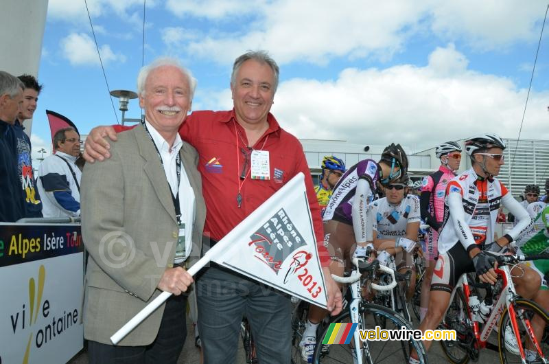 Michel Baup & Gérard Genthon (adjoint chargé des sports) au départ à Villefontaine