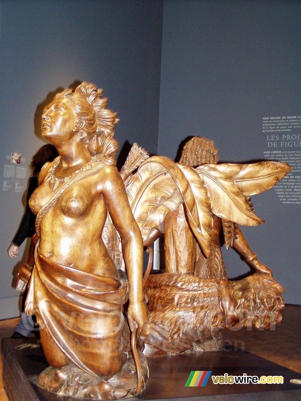 Wooden statues of a boat