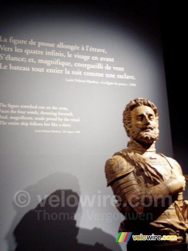 A wooden statue of a boat