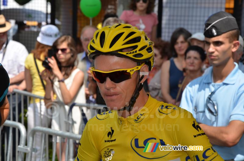 Chris Froome (Team Sky) voor de start