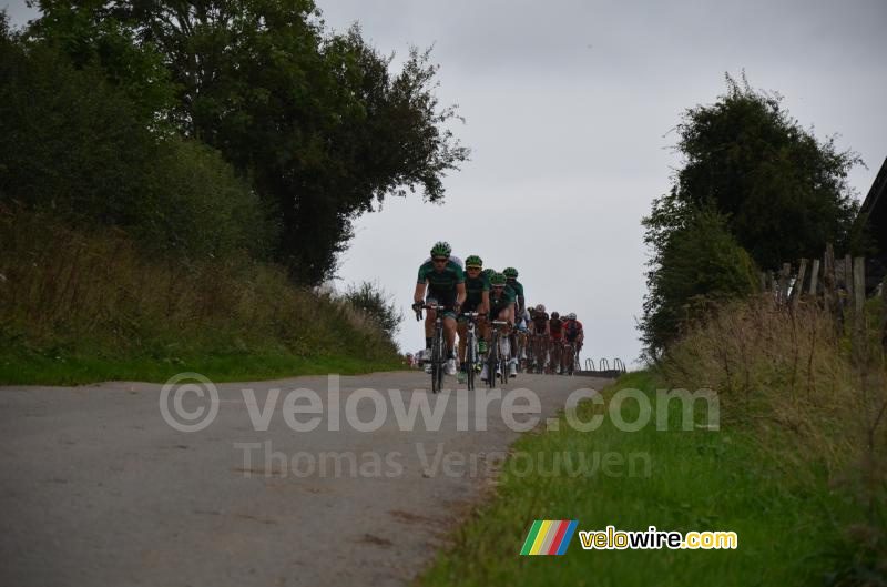 The Europcar team leading the peloton in Palfart