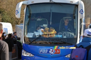 The tropheys in front of the FDJ.fr team bus (362x)